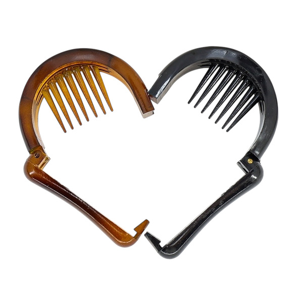 Vintage French Brevete SGDG Hinged Hair Clips - Pair Horsebit Shape - Picture 10 of 10